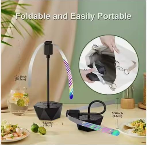 Rechargeable Anti-Fly Fan for Table – Foldable Holographic Blade Insect Repeller with Soft-Stop Safety, USB Charging for Indoor Outdoor Use, Picnic, BBQ, Kitchen, and Camping (Black)
