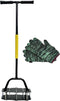Manual Lawn Aerator Tool with Spring-Loaded Spikes, Heavy-Duty Soil Loosener for Garden Yard, Adjustable Height Grass Aeration Device (Black)