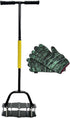 Manual Lawn Aerator Tool with Spring-Loaded Spikes, Heavy-Duty Soil Loosener for Garden Yard, Adjustable Height Grass Aeration Device (Black)