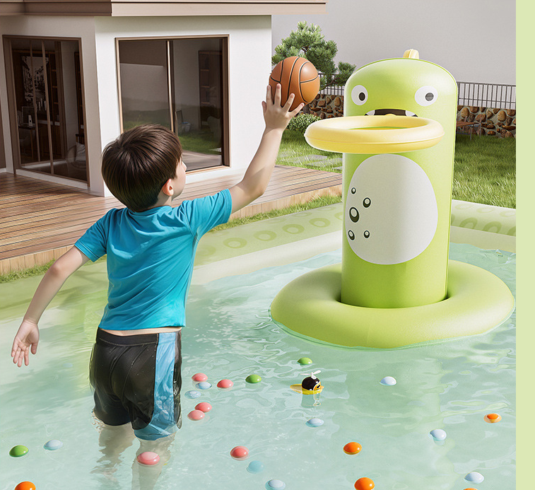 Inflatable Swimming Pool 210×140×56cm with Canopy & Dinosaur Spray – Kids Outdoor Water Play Set for Backyard, Garden, Summer Fun (Green)