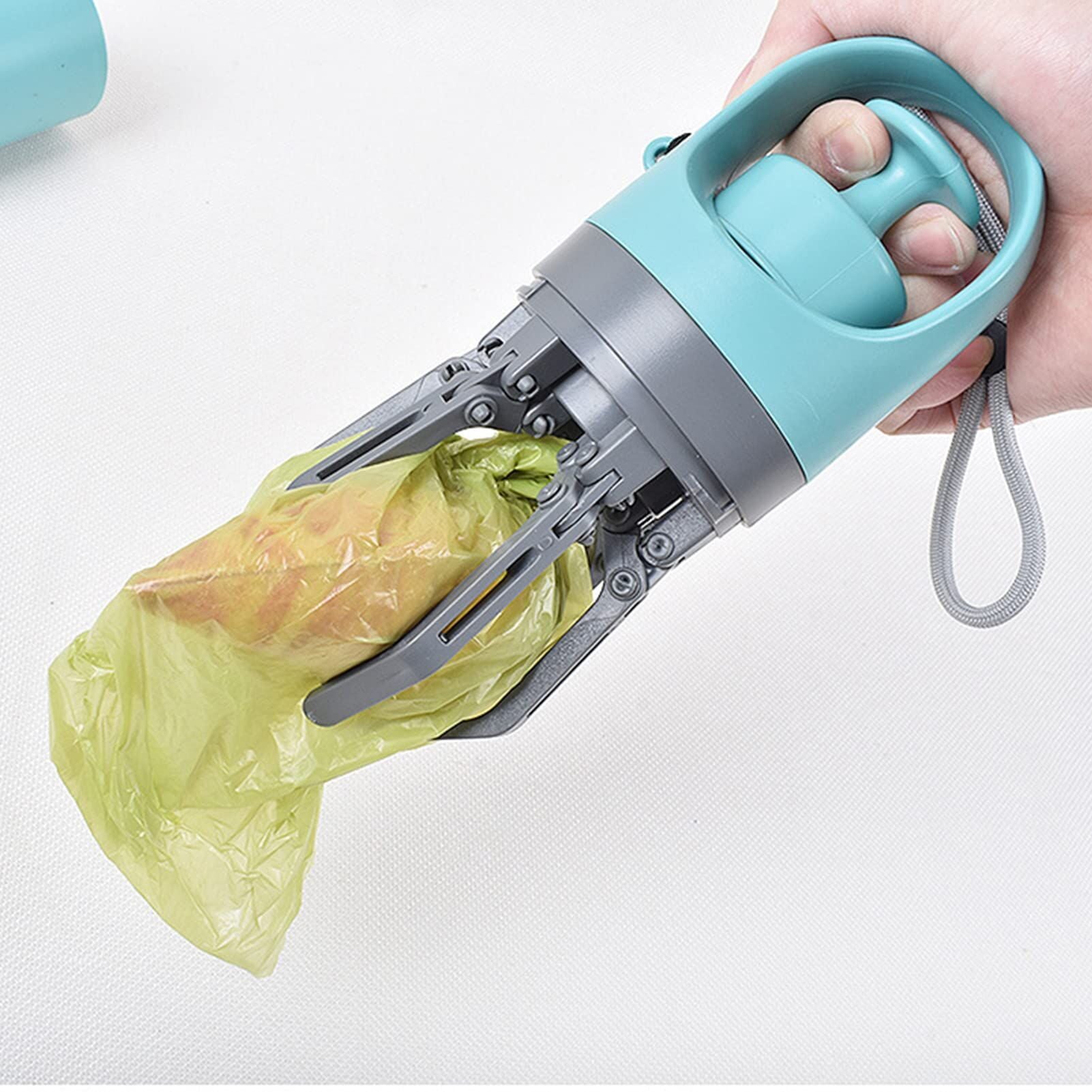 Zero-Contact Dog Poop Scooper with 6-Claw Mechanism & Built-in Bag Dispenser – Lightweight Pet Waste Picker for Outdoor Walks (Teal Blue)