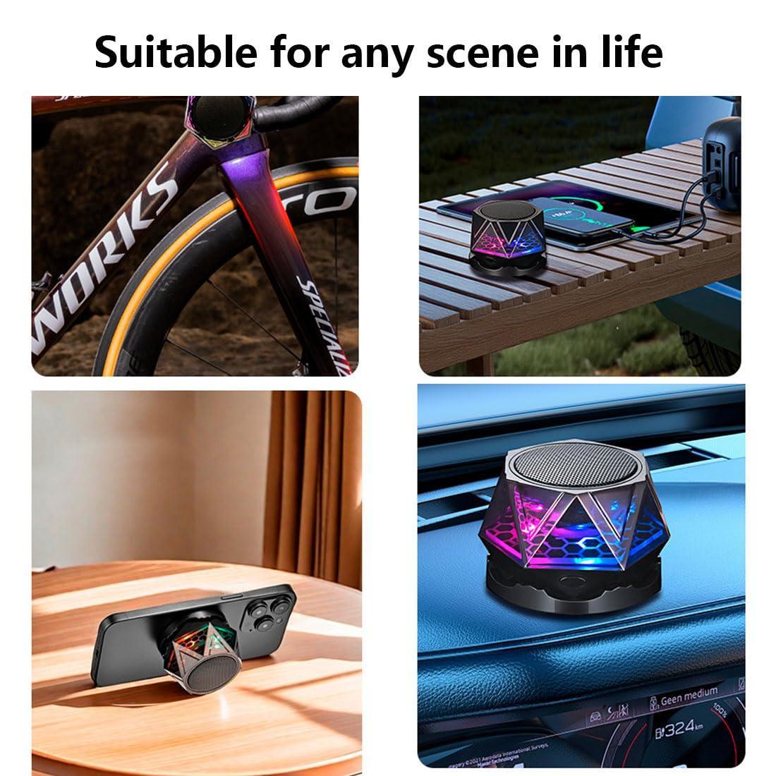 Magnetic Bluetooth Speaker – RGB Light Show, IPX7 Waterproof, TWS Stereo Pairing, 24H Playtime, Compact Design – Perfect for Home, Car, Outdoor Use (Black)
