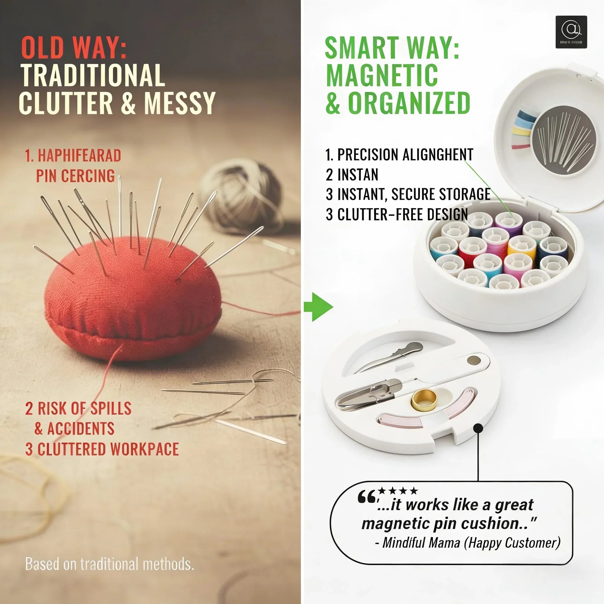 Modern Magnetic Sewing Kit – Compact Travel Sewing Box with Strong Magnetic Lid, 16-Thread Spools & Tools, Portable Needle Organizer for Home & On-the-Go Use (Beige)