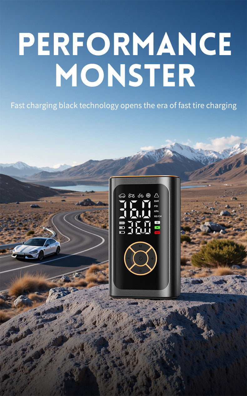 Wireless Tire Inflator with Digital Display – Portable Air Compressor for Cars, Bikes, Balls & More (Black)