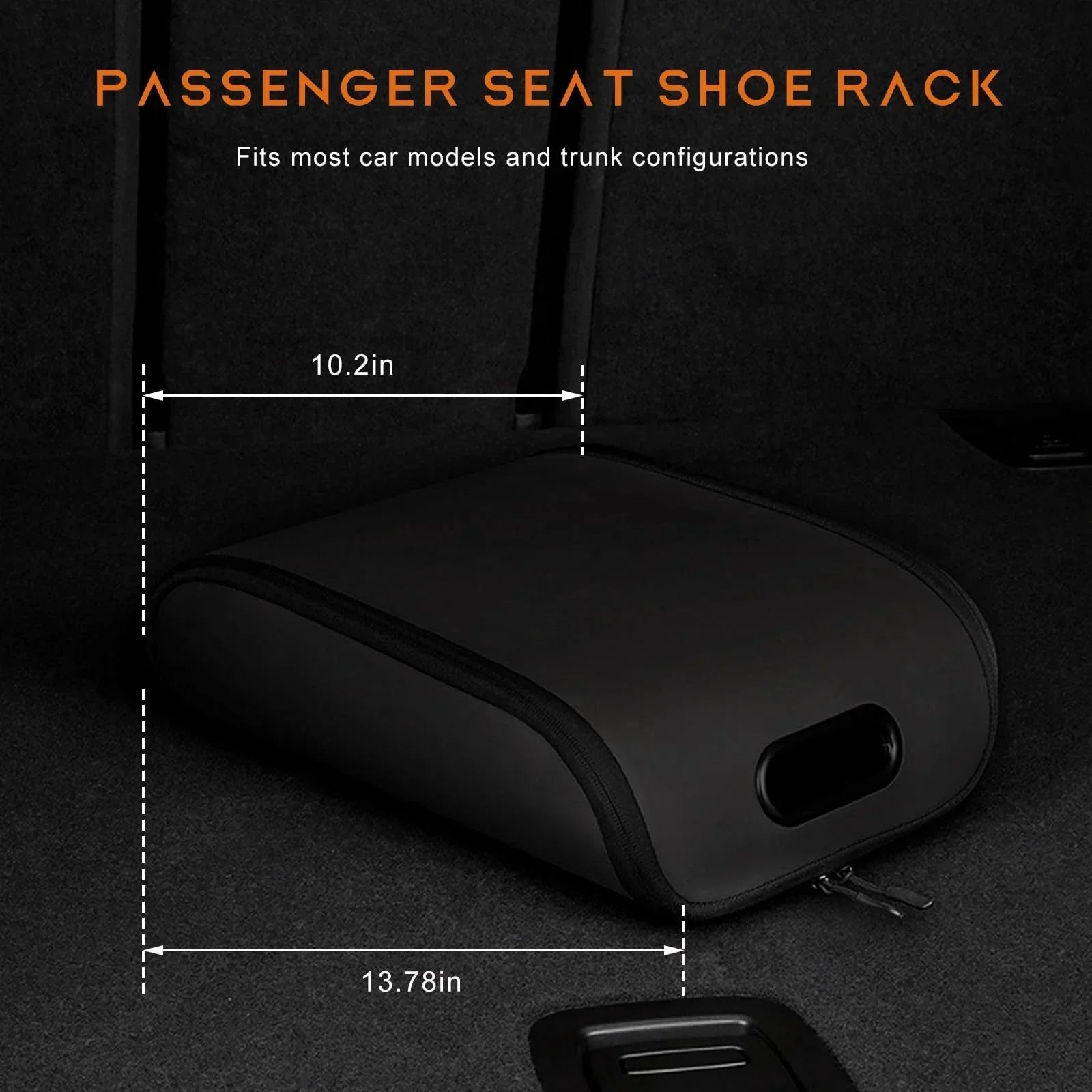 Car Shoe Storage Box – Portable Leather-Look Organizer for Passenger Seat or Trunk, Dustproof and Moisture-Resistant with Zipper and Handle (Black)