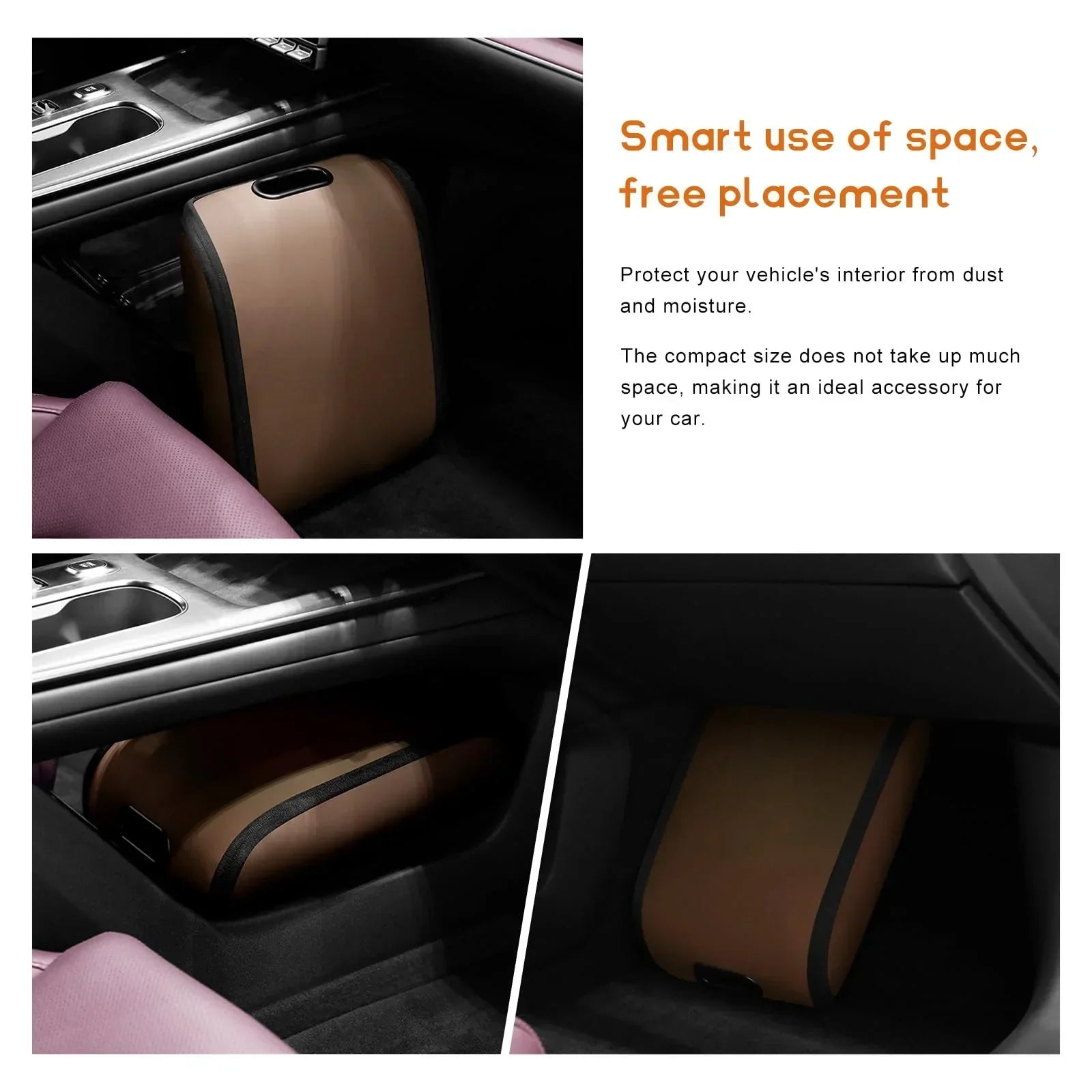 Car Shoe Storage Box – Portable Leather-Look Organizer for Passenger Seat or Trunk, Dustproof and Moisture-Resistant with Zipper and Handle (Brown)