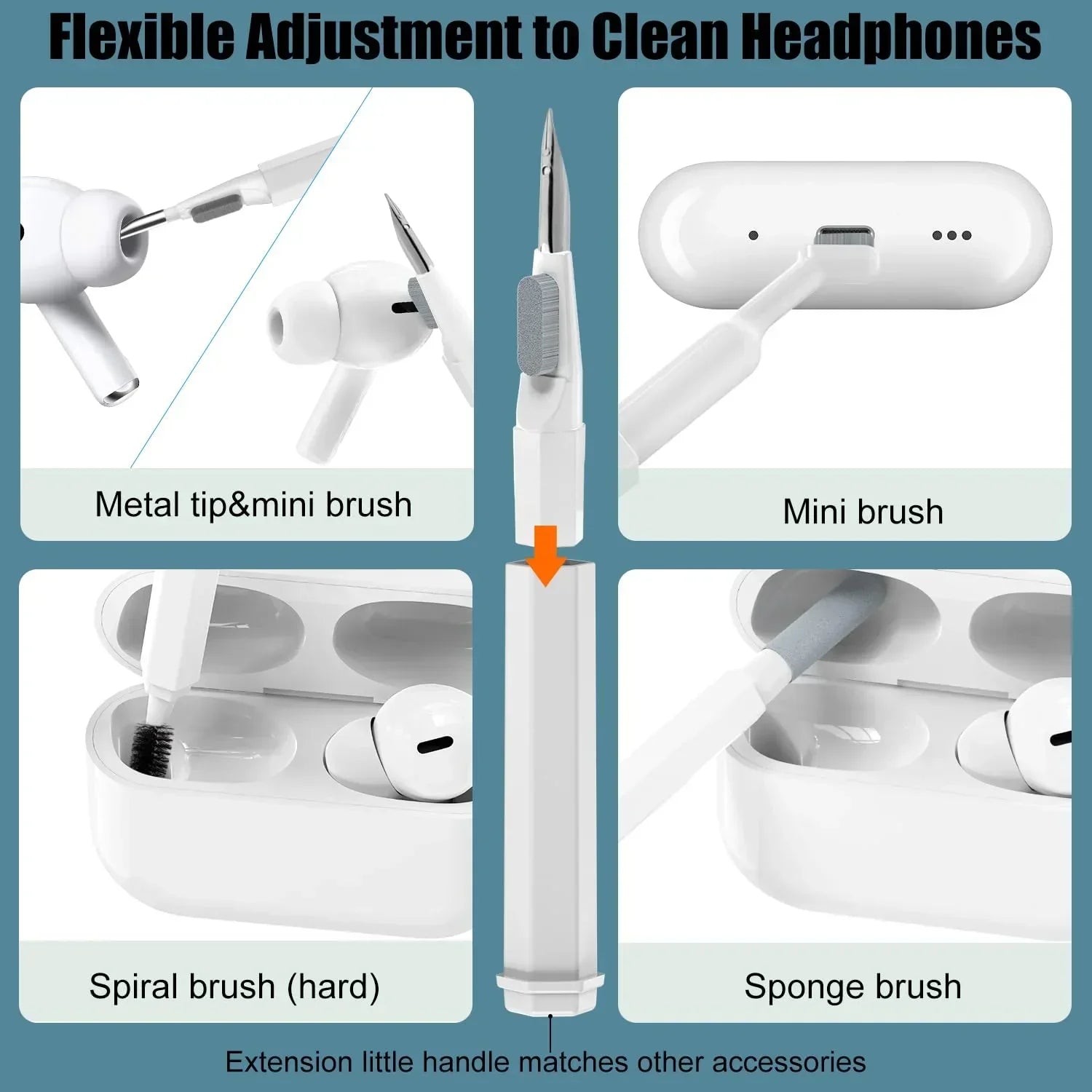 20-in-1 Multi-Function Electronics Cleaning Kit – Portable Keyboard, Earphone, Camera & Screen Cleaner Set with Brush, Spray Bottle & Tools (White)