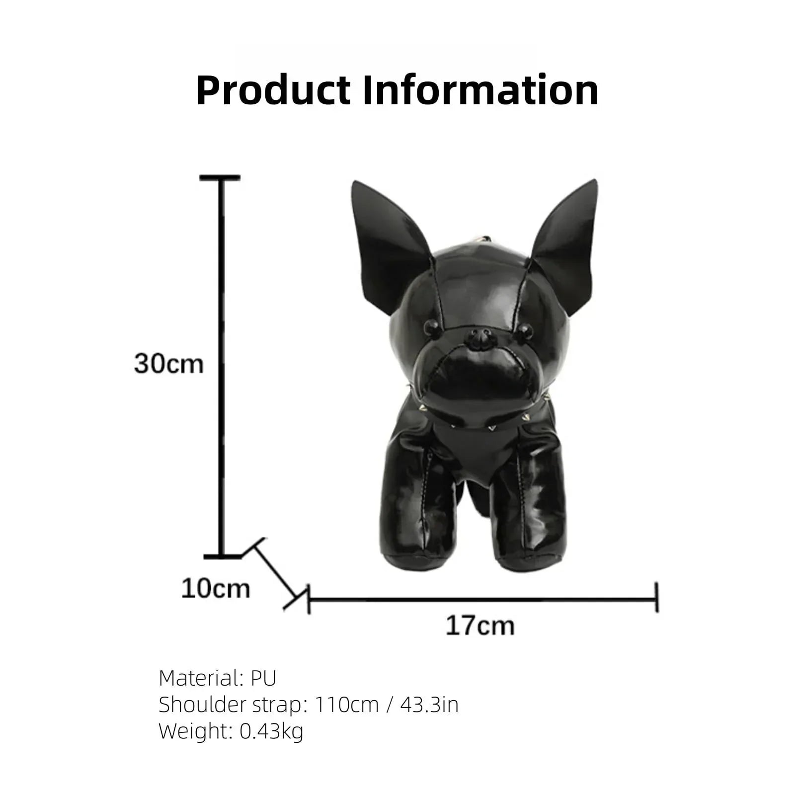 French Bulldog Shaped Bag – Cute Animal Crossbody Shoulder Bag with Adjustable Strap, PU Leather Dog Backpack for Women, Fashion Statement Accessory (Black)