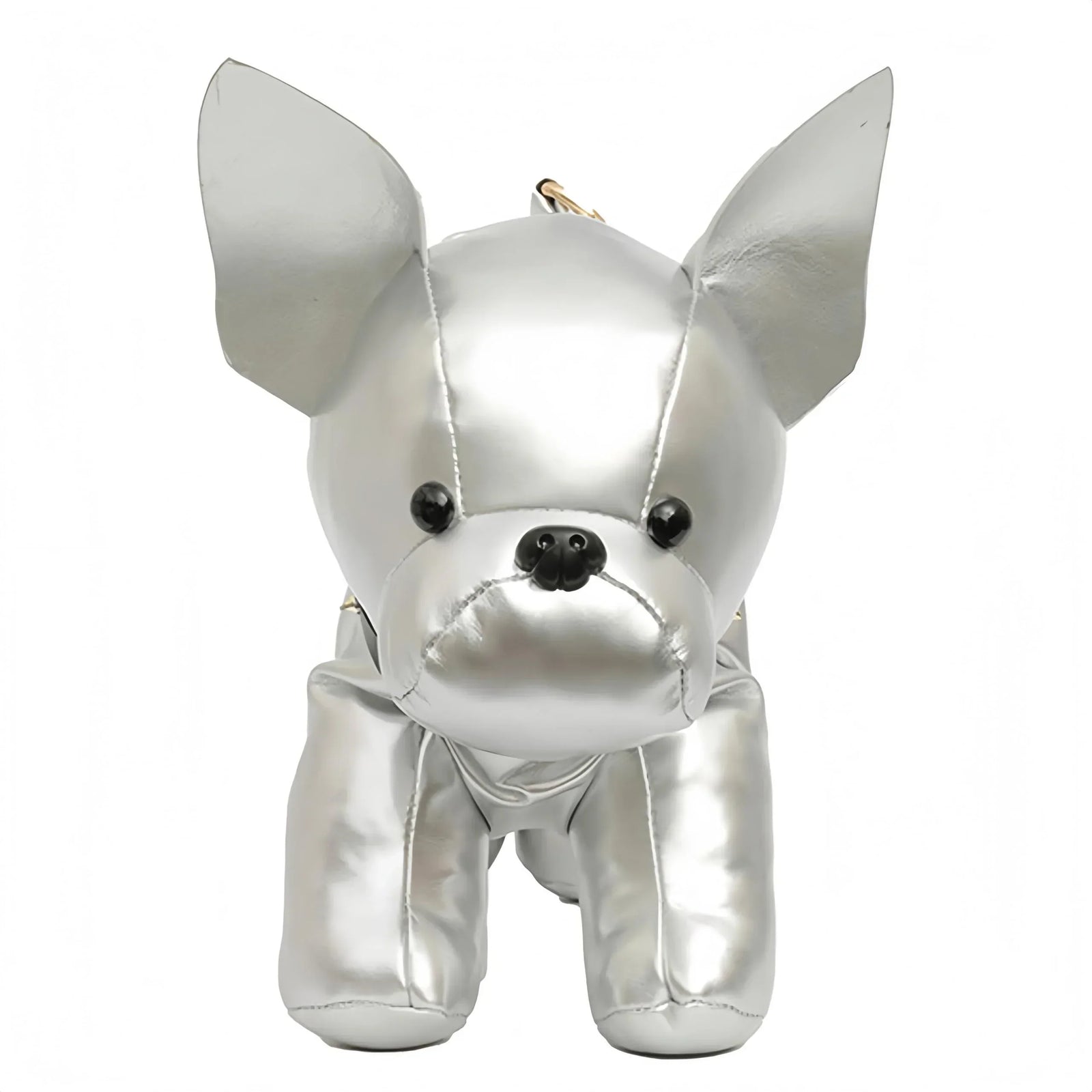 French Bulldog Shaped Bag – Cute Animal Crossbody Shoulder Bag with Adjustable Strap, PU Leather Dog Backpack for Women, Fashion Statement Accessory (Silver)
