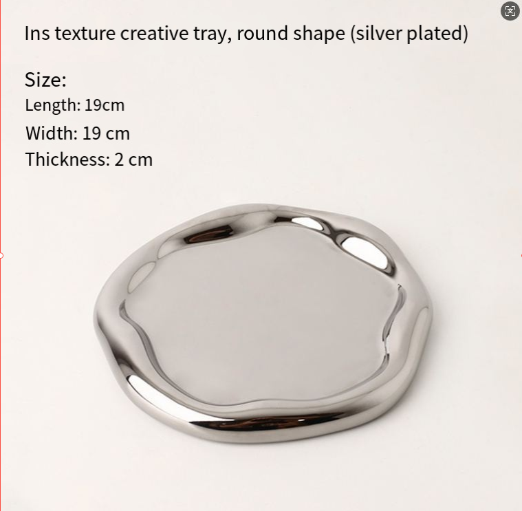 Silver Plated Ceramic Tray Set (Round & Long Shapes) – Minimalist Luxury Decorative Organizer for Jewelry, Vanity & Home Display| Other Styles Available in Store