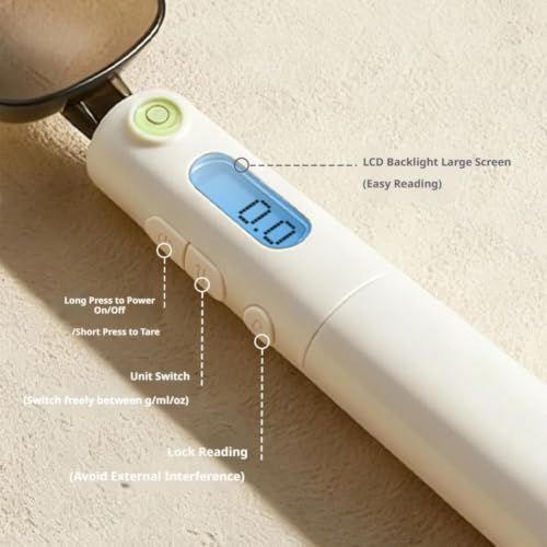 Digital Measuring Spoon Scale for Cooking, Baking, Pet Food, and Baby Formula Preparation (white)