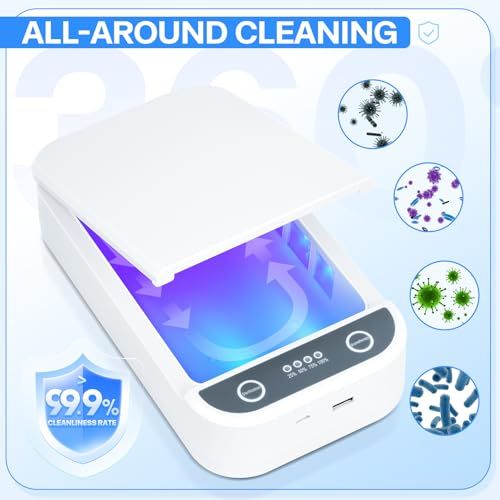 Nail Tool Cleaner with Blue Light, Portable USB Cleaning Box for Manicure Tools, Beauty Tool Cleaner for Salon, Tweezers, Jewelry & Phone