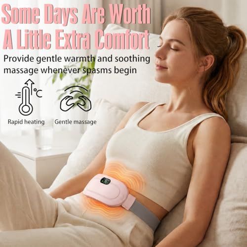 Portable Cordless Heating Massage Belt for Discomfort Relief, Ideal Gift for Her (Pink)