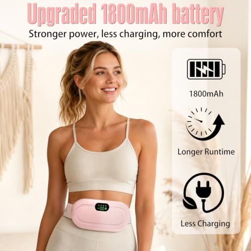 Portable Cordless Heating Massage Belt for Discomfort Relief, Ideal Gift for Her (Pink)