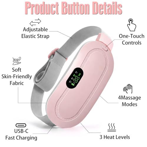 Portable Cordless Heating Massage Belt for Discomfort Relief, Ideal Gift for Her (Pink)