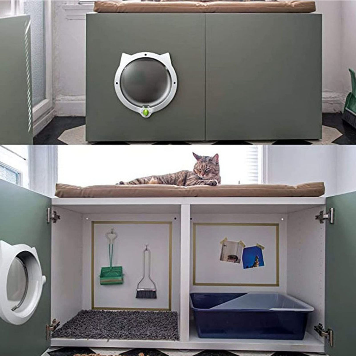 Indoor Cat Flap Door, 21cm/8.27in Opening
4 Locking Modes | Magnetic & Weatherproof | Thin Door & Wall | Easy Install |(white)