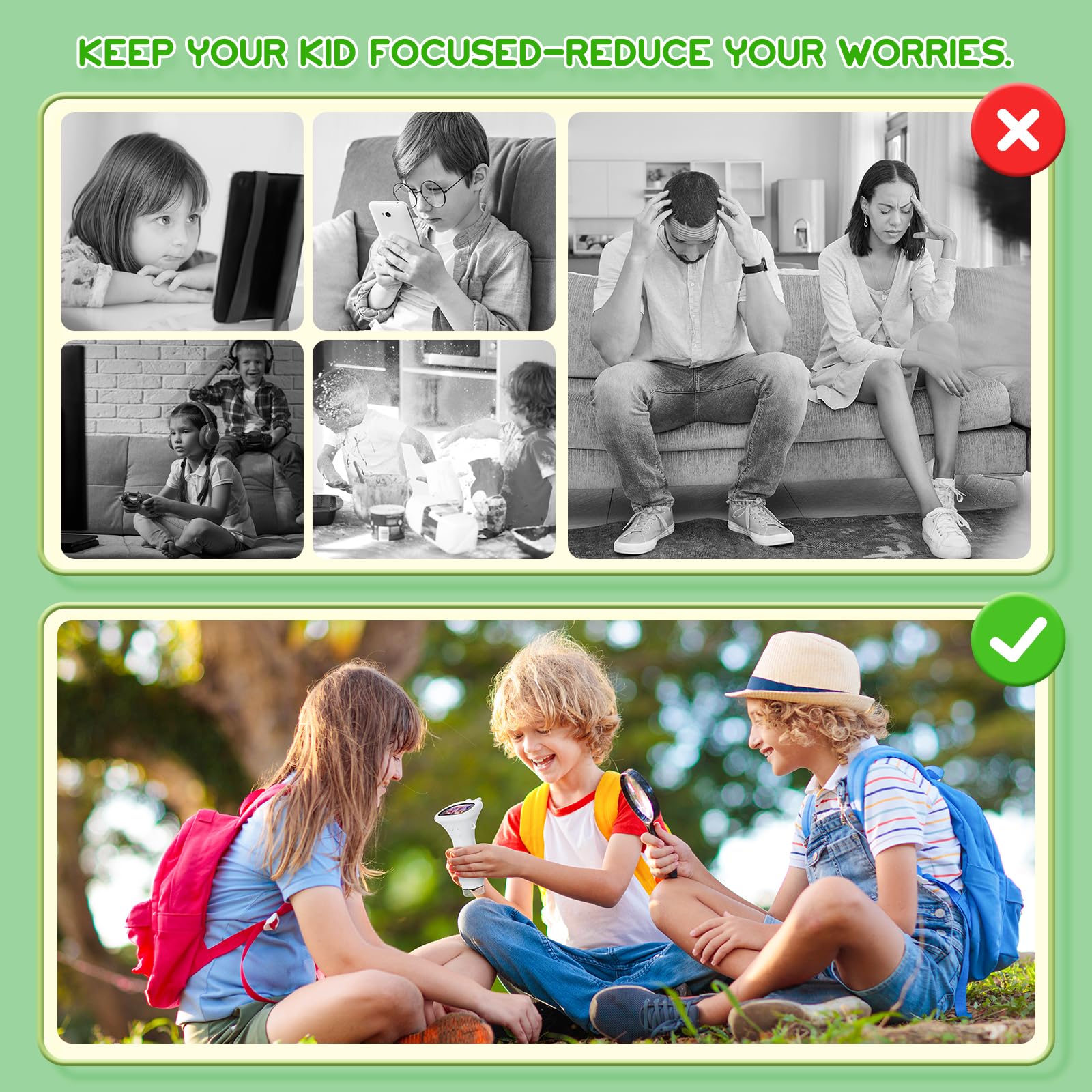 Student Digital Microscope for Kids – Portable 1000x Magnification Handheld Scope with 2 Inch HD Screen, LED Light & Photo Storage, Ideal for Science Class and Outdoor Exploration (White)