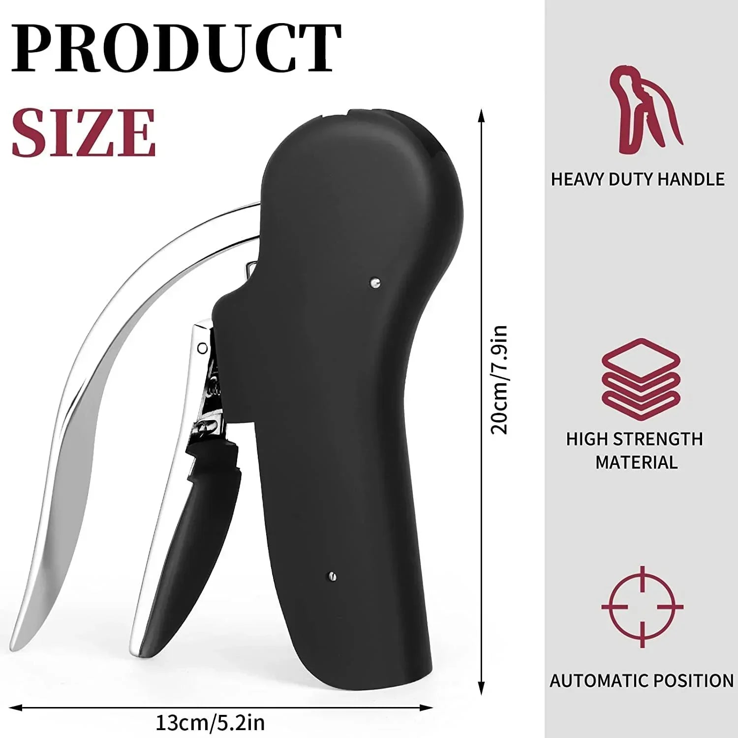 Goose-Style Rapid Wine Opener Set 20 x 13 cm – Heavy-Duty Lever Corkscrew with Foil Cutter, Pourer, Stopper, and Extra Spiral Worm – Premium Stainless Steel Wine Kit in Gift Box (Black)