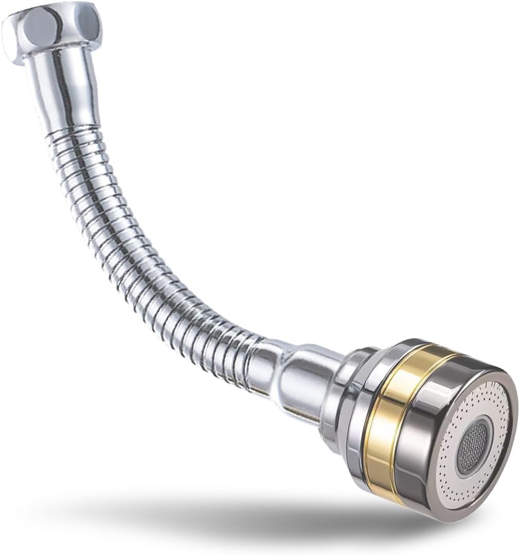 Multi-Function Rotating Faucet Aerator – 360° Swivel Kitchen Sink Extender with Adjustable Flow Modes, 3-inch & 7-inch Lengths, Anti-Splash Sprayer for Washing, Cleaning, and Filling (Silver,Long)