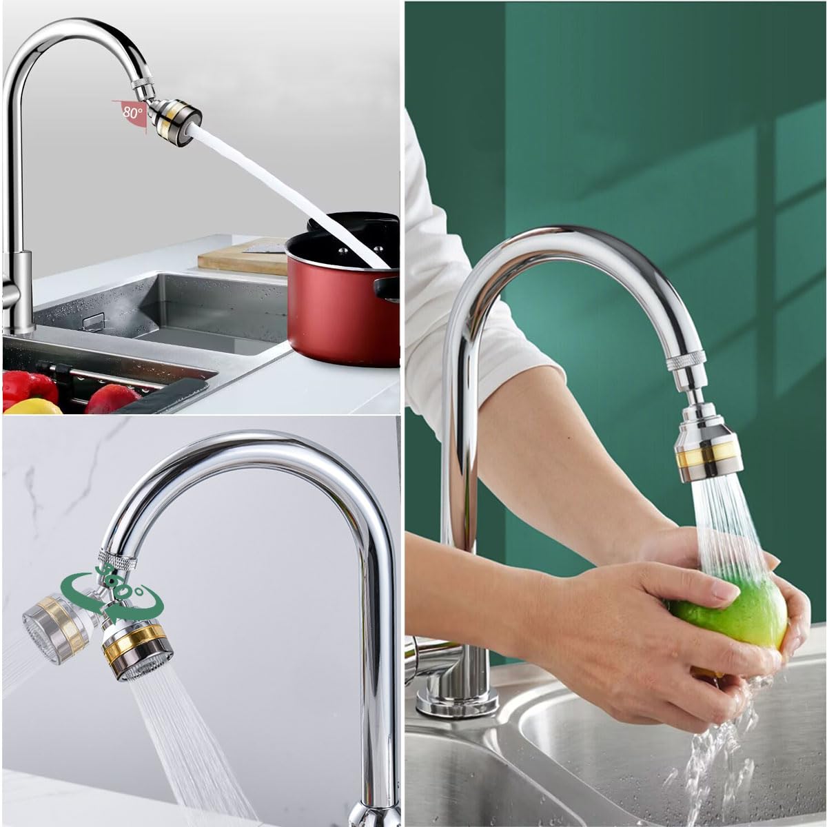 Multi-Function Rotating Faucet Aerator – 360° Swivel Kitchen Sink Extender with Adjustable Flow Modes, 3-inch & 7-inch Lengths, Anti-Splash Sprayer for Washing, Cleaning, and Filling (Silver,Short)