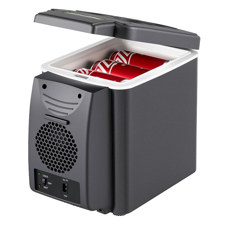 6L Car Refrigerator Cooler & Warmer, Portable Electric Cooler for Travel,12V Mini Fridge with Cup Holders, Quiet Thermoelectric Cooler for Car, Camping(dark gray)