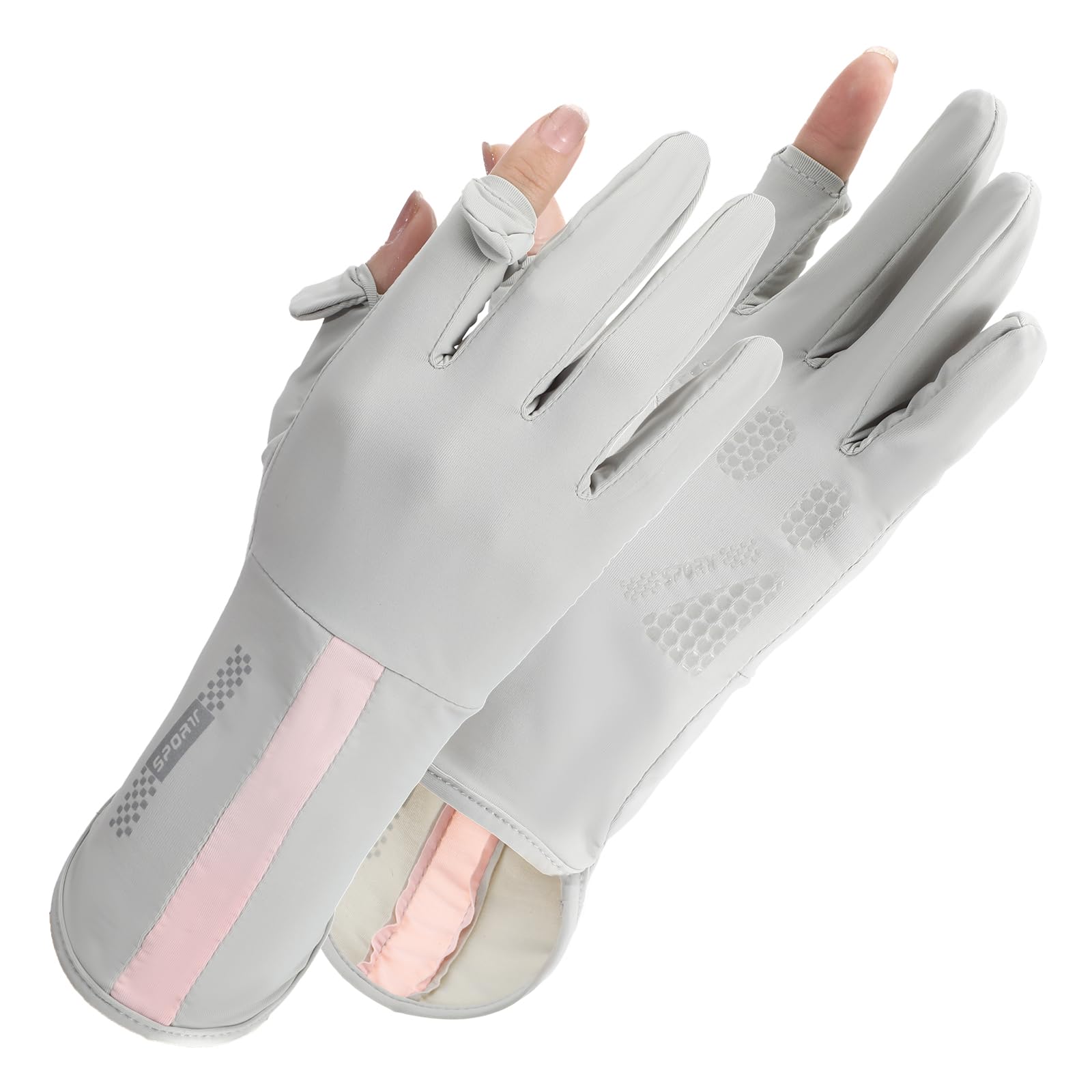 UV Protective Driving Gloves for Women – UPF 50+ Sunscreen Gloves with Touchscreen Function & Anti-Slip Palm, Long Cuff for Hiking, Cycling, Fishing, Golfing (Grey)
