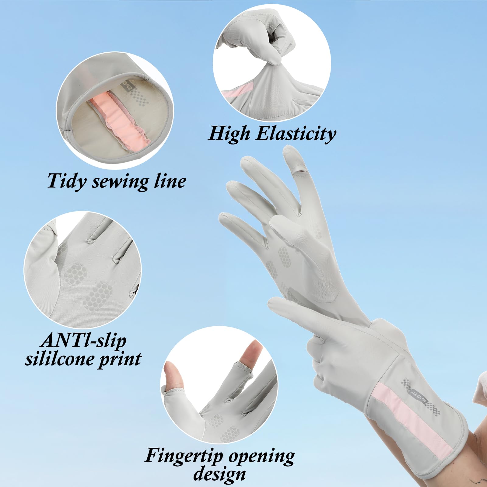 UV Protective Driving Gloves for Women – UPF 50+ Sunscreen Gloves with Touchscreen Function & Anti-Slip Palm, Long Cuff for Hiking, Cycling, Fishing, Golfing (Black)