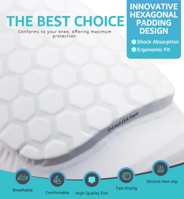 Honeycomb Knee Pads for Kids, Teens & Adults – Protective Compression Knee Guards for Basketball, Football, Cycling & Running(White,S)