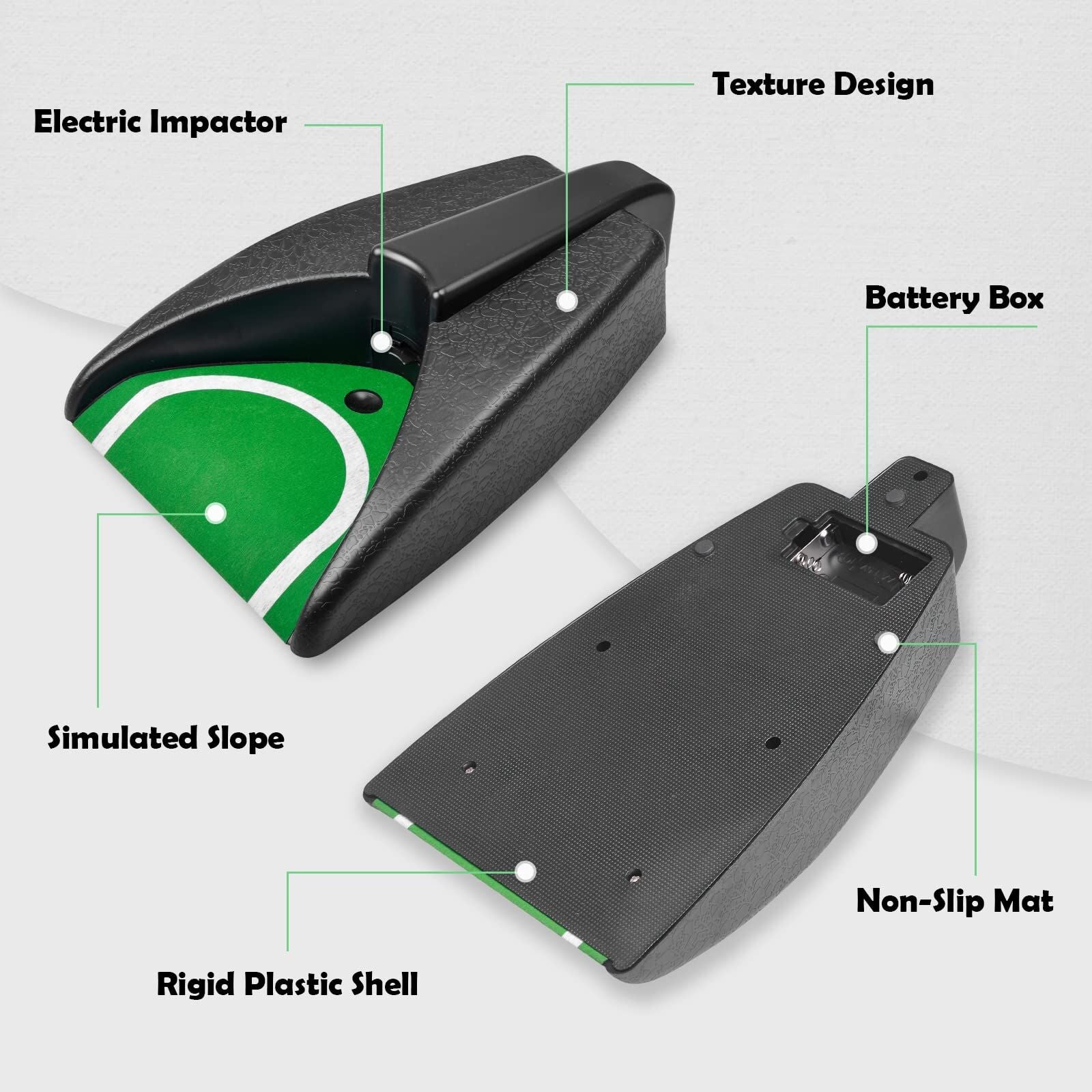 Automatic Golf Putting Returner with Simulated Green Slope – Portable Indoor Outdoor Practice Cup for Men and Women (Black)