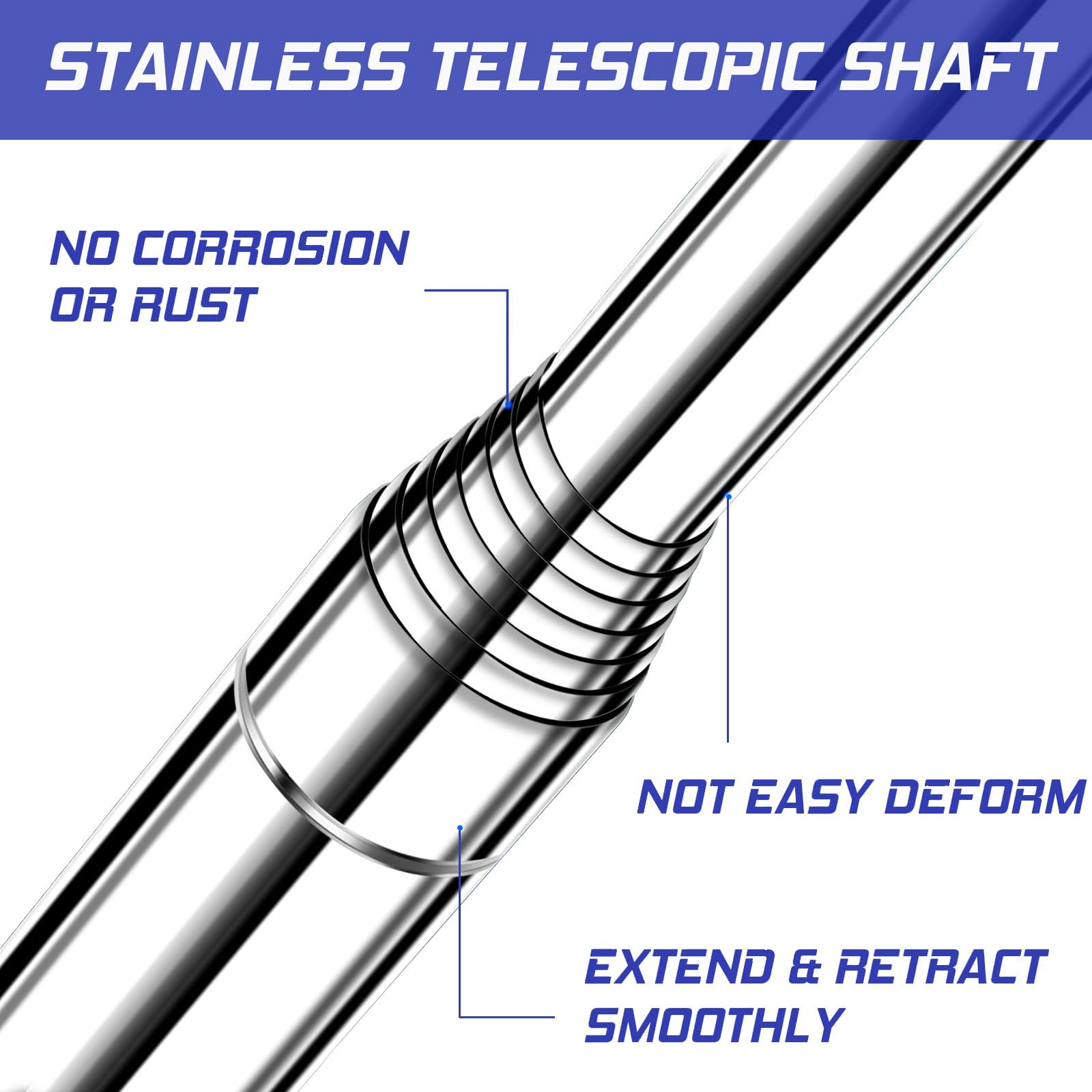 Telescopic Golf Ball Retriever 9FT – Blue Stainless Steel Pole with Durable Nylon Head for Water, Sand & Bush Retrieval (Blue)