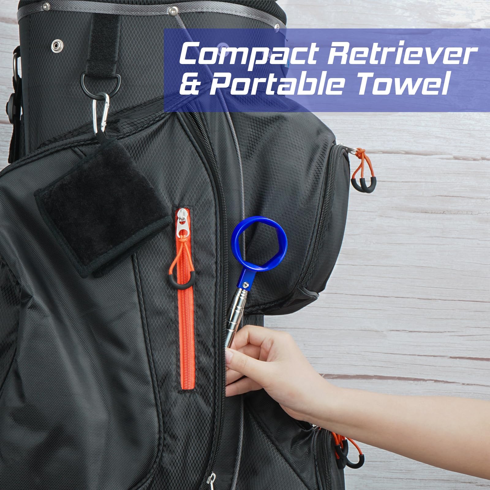 Telescopic Golf Ball Retriever 9FT – Blue Stainless Steel Pole with Durable Nylon Head for Water, Sand & Bush Retrieval (Blue)