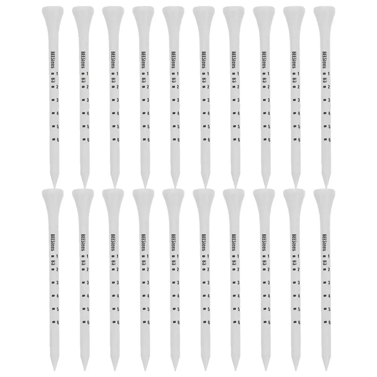 Golf Tee Pack of 100 with Measurement Scale – White Plastic Tees for Driving Range, Practice & Tournament Use (White)