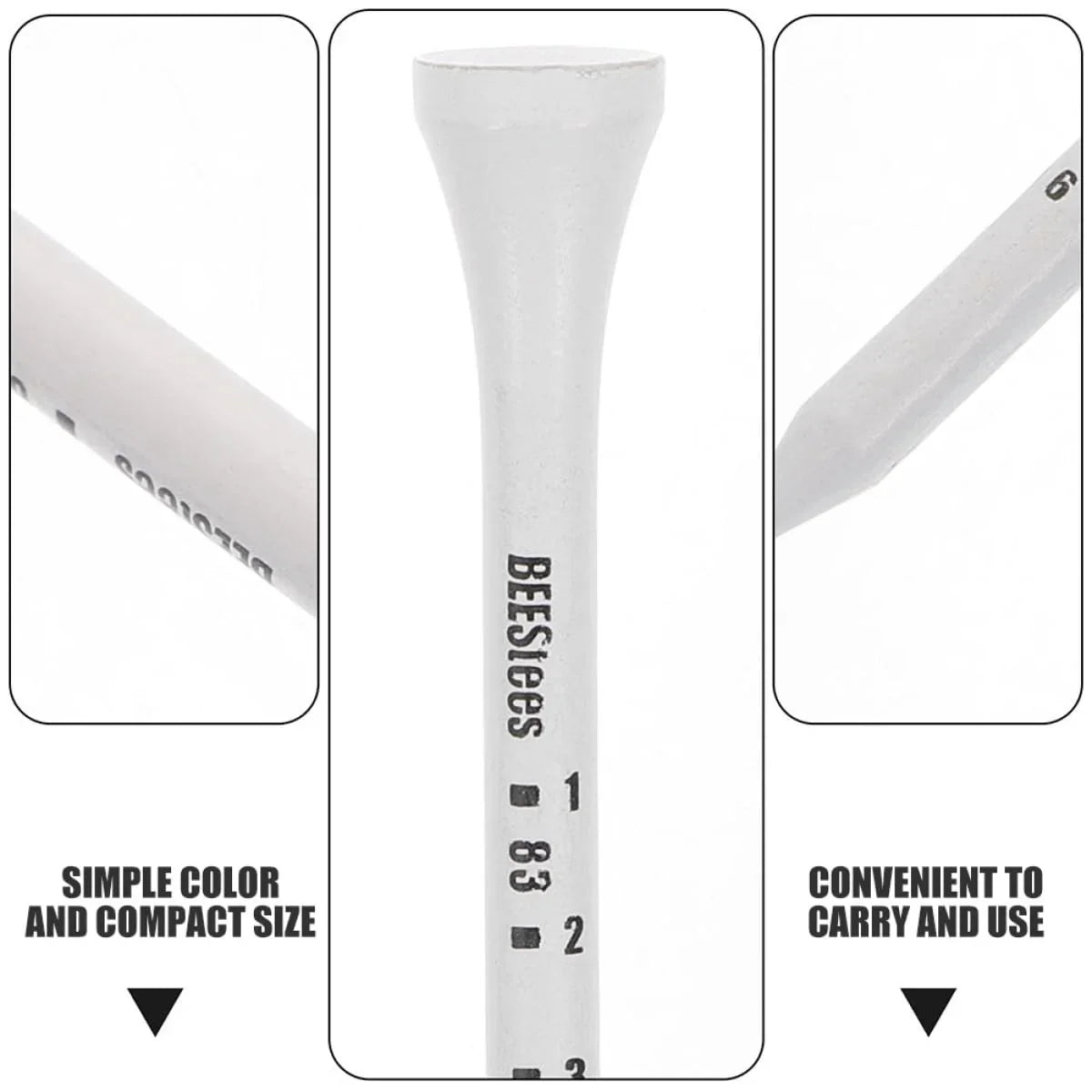 Golf Tee Pack of 100 with Measurement Scale – White Plastic Tees for Driving Range, Practice & Tournament Use (White)