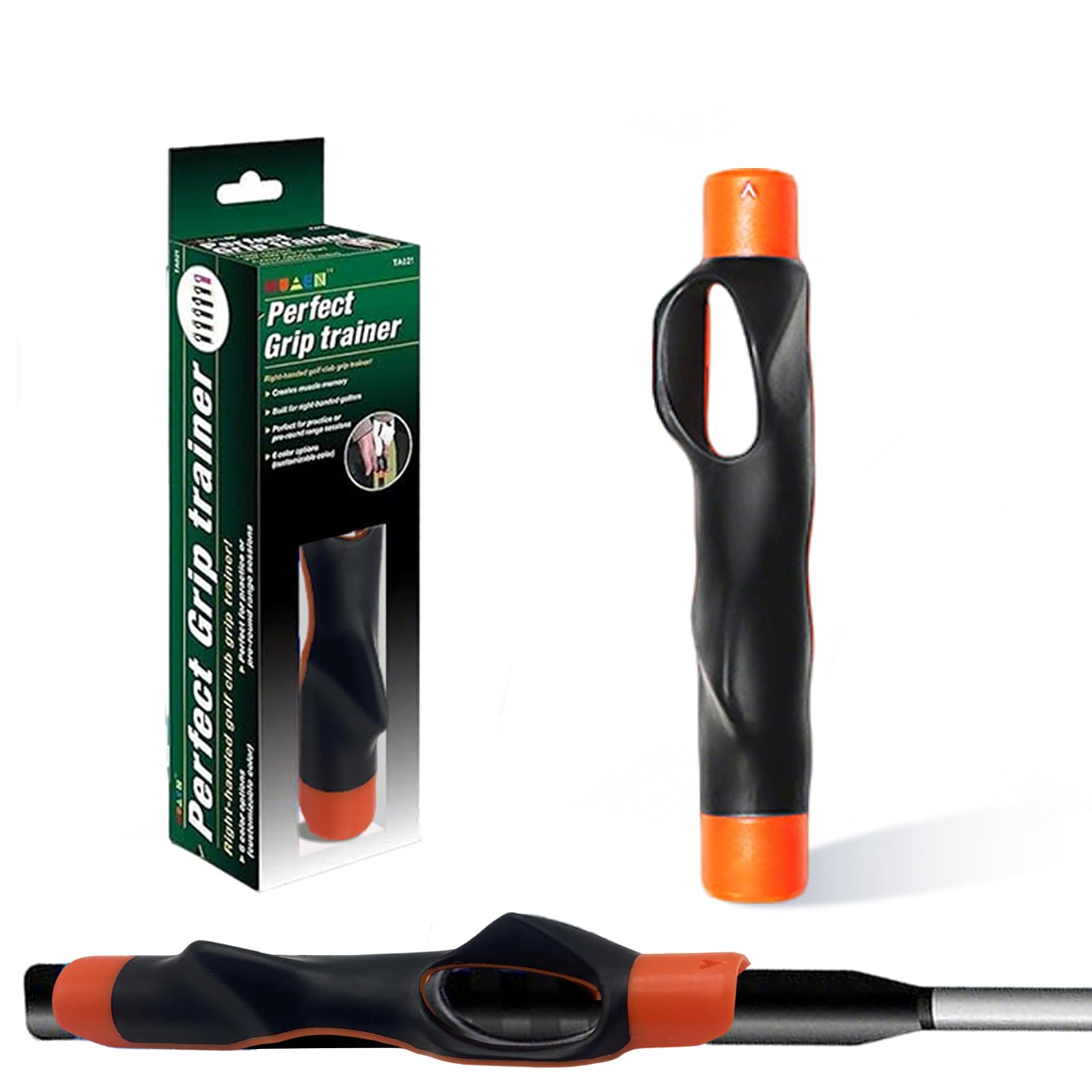 Golf Grip Trainer for Right-Handed Players – Correct Hand Position Tool with Non-Slip Rubber, Fits Most Clubs (Orange) | Other Colors Available in Store