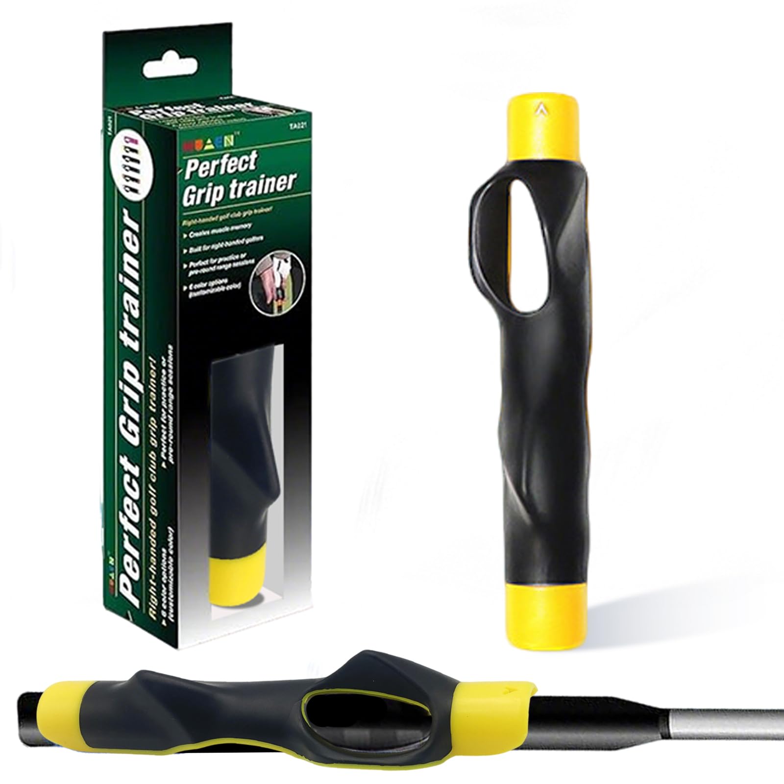 Golf Grip Trainer for Right-Handed Players – Correct Hand Position Tool with Non-Slip Rubber, Fits Most Clubs (Yellow) | Other Colors Available in Store