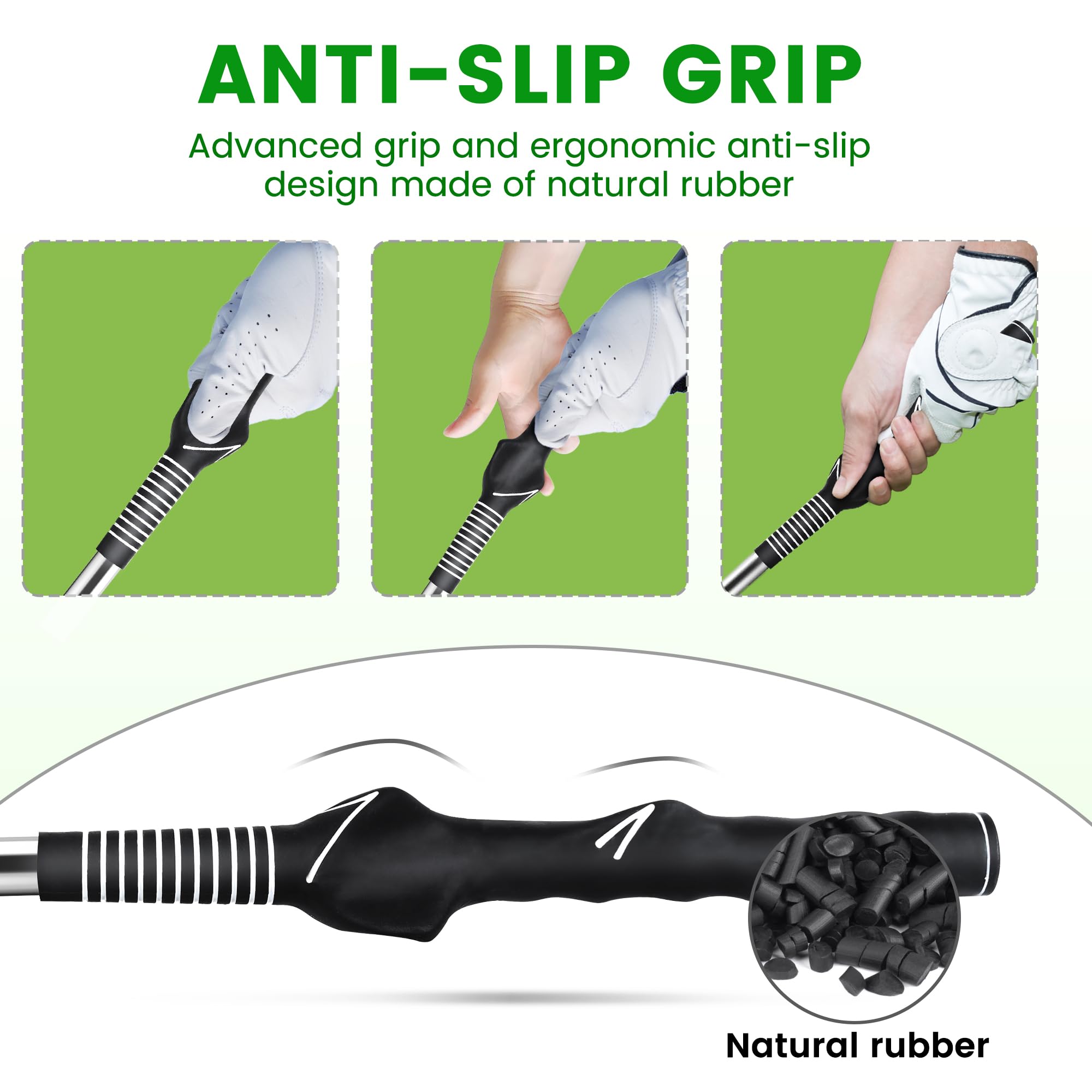 Retractable Golf Swing Trainer with Click Sound – Black Adjustable Tempo Training Aid for Home, Office & Driving Range Practice (Black)