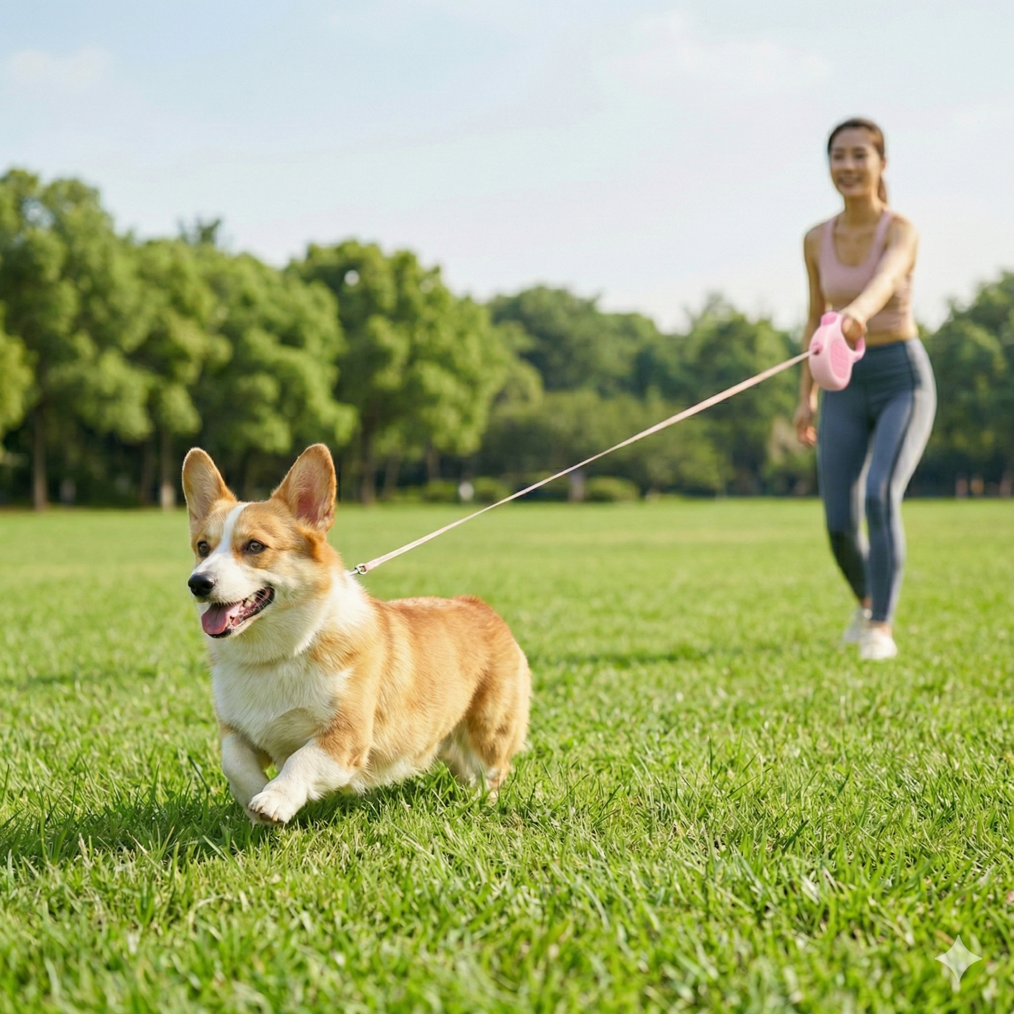 Retractable Dog Leash – 16.5 ft Automatic Walking Lead with One-Hand Brake Lock & Anti-Tangle Nylon Tape – Heavy-Duty 55 lb Capacity – Ideal for Small to Medium Dogs (Pink)