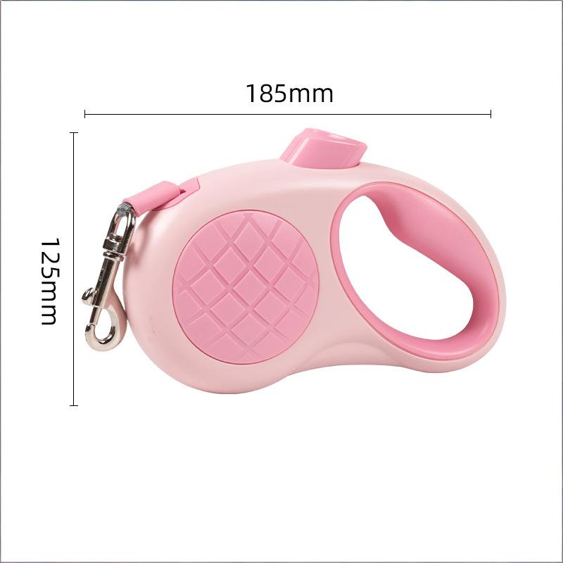 Retractable Dog Leash – 16.5 ft Automatic Walking Lead with One-Hand Brake Lock & Anti-Tangle Nylon Tape – Heavy-Duty 55 lb Capacity – Ideal for Small to Medium Dogs (Pink)
