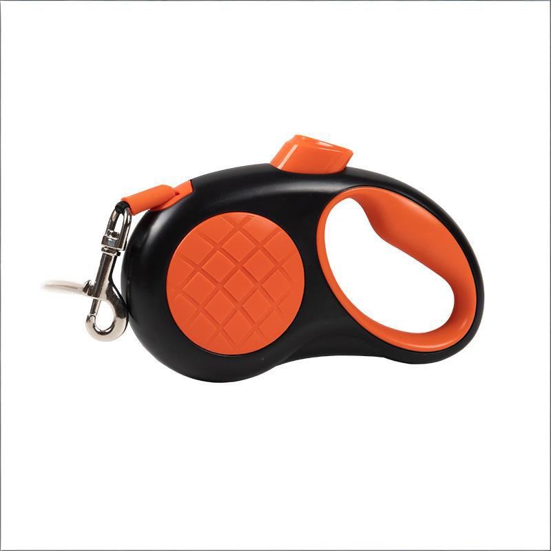 Retractable Dog Leash – 16.5 ft Automatic Walking Lead with One-Hand Brake Lock & Anti-Tangle Nylon Tape – Heavy-Duty 55 lb Capacity – Ideal for Small to Medium Dogs (Black & Orange)