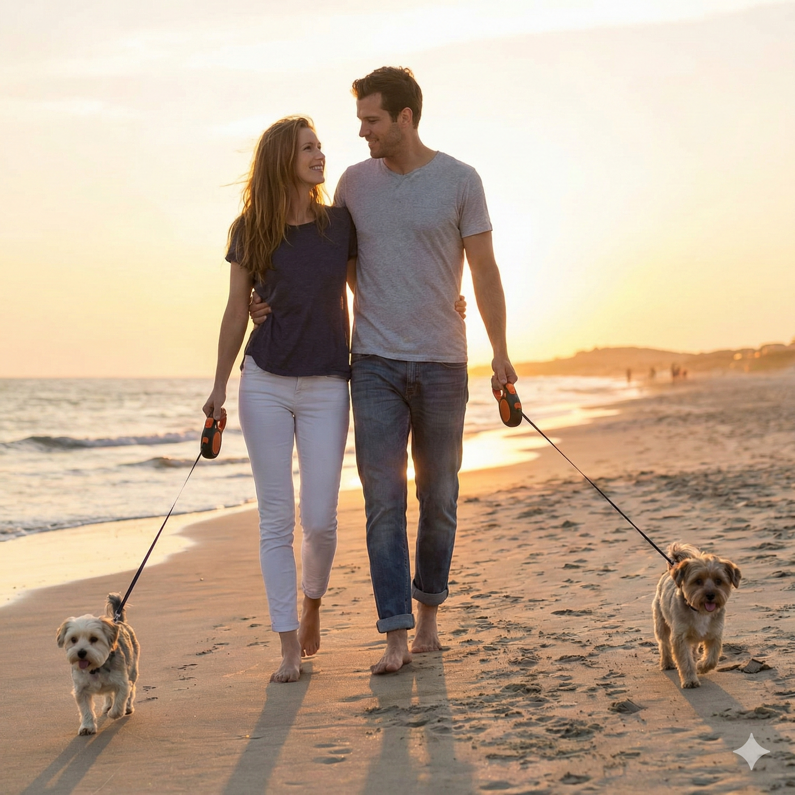 Retractable Dog Leash – 16.5 ft Automatic Walking Lead with One-Hand Brake Lock & Anti-Tangle Nylon Tape – Heavy-Duty 55 lb Capacity – Ideal for Small to Medium Dogs (Black & Orange)