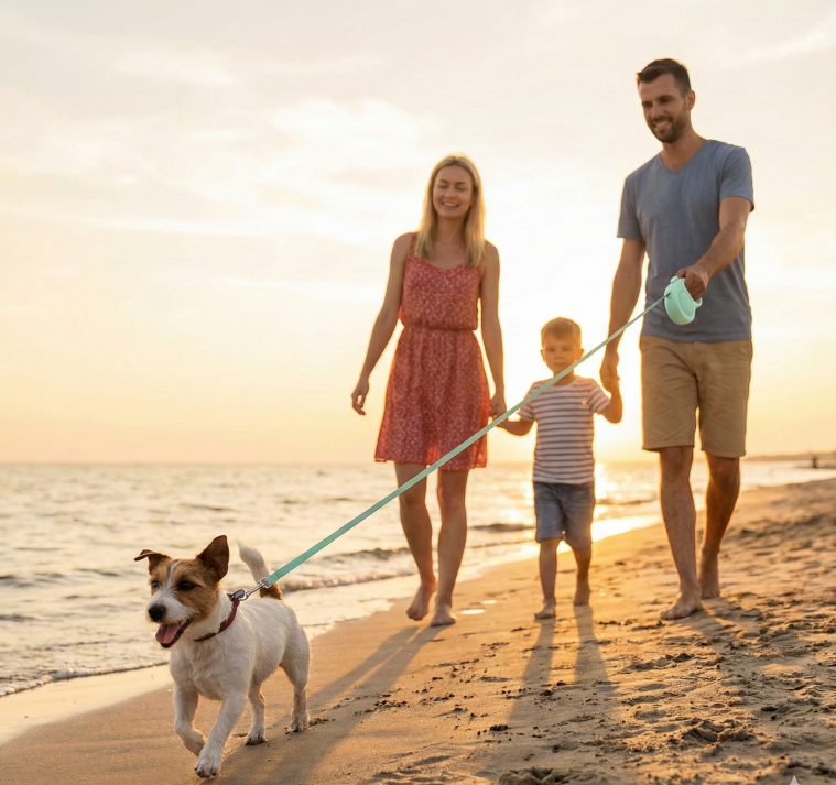 Retractable Dog Leash – 16.5 ft Automatic Walking Lead with One-Hand Brake Lock & Anti-Tangle Nylon Tape – Heavy-Duty 55 lb Capacity – Ideal for Small to Medium Dogs (Green)