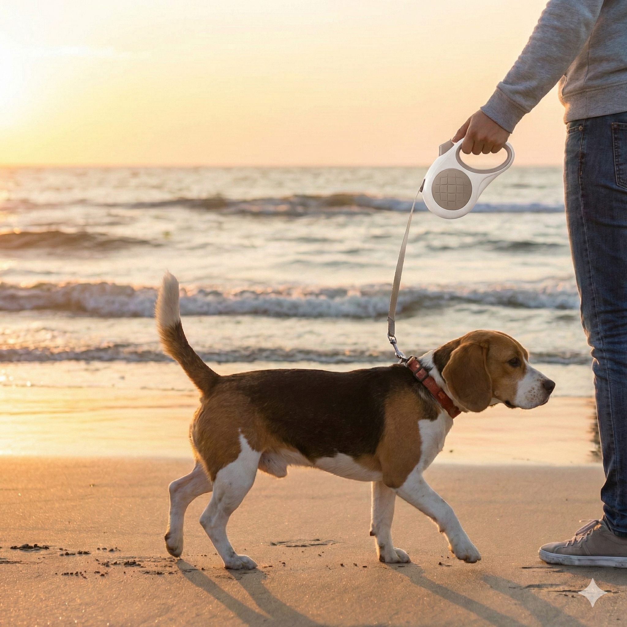 Retractable Dog Leash – 16.5 ft Automatic Walking Lead with One-Hand Brake Lock & Anti-Tangle Nylon Tape – Heavy-Duty 55 lb Capacity – Ideal for Small to Medium Dogs (Brown)