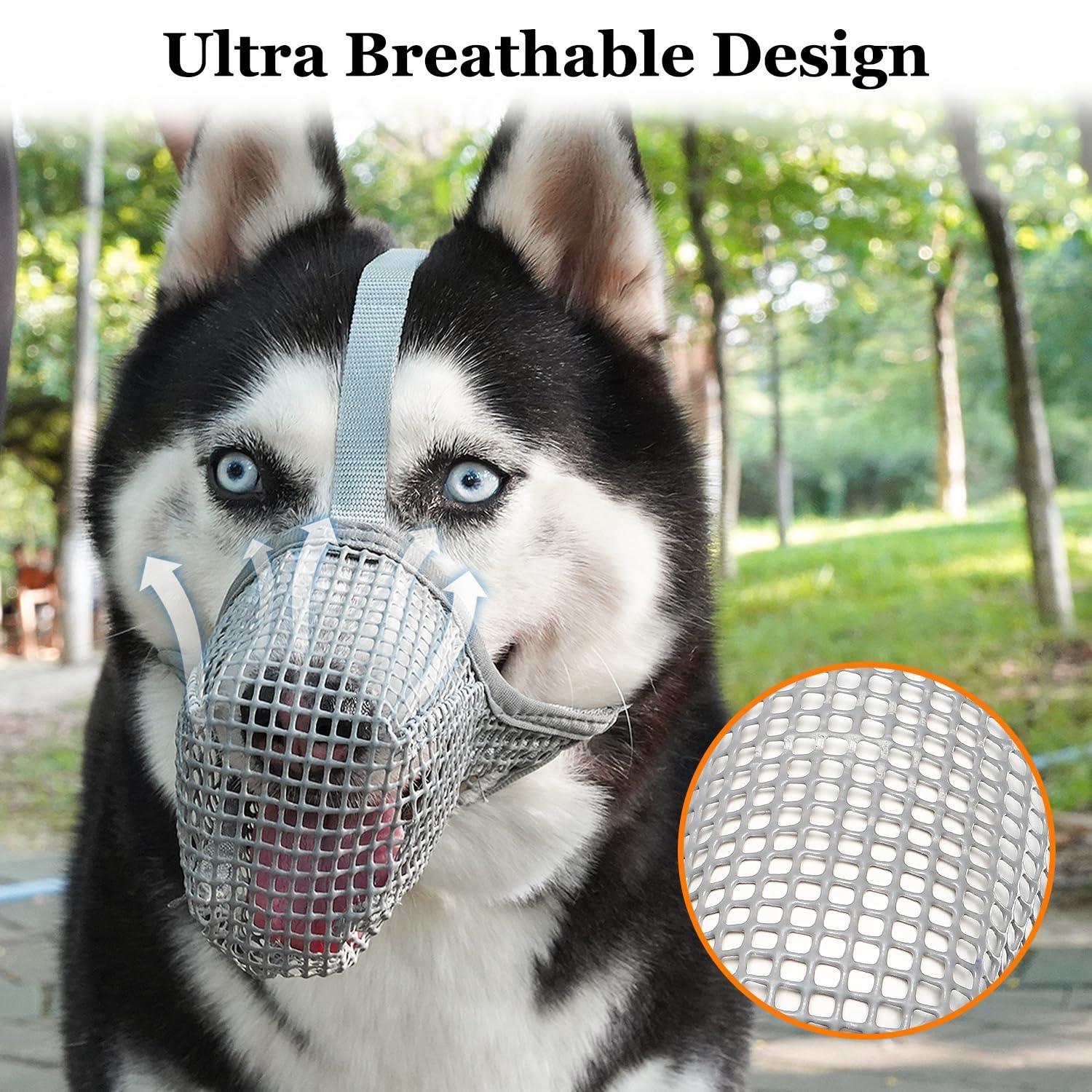 Soft Mesh Dog Muzzle for Small Medium Large Dogs – Breathable Adjustable Anti-Bite Chewing Guard with Overhead Strap – Fits Labrador, German Shepherd, Golden Retriever – 5 Sizes (Black,XS)
