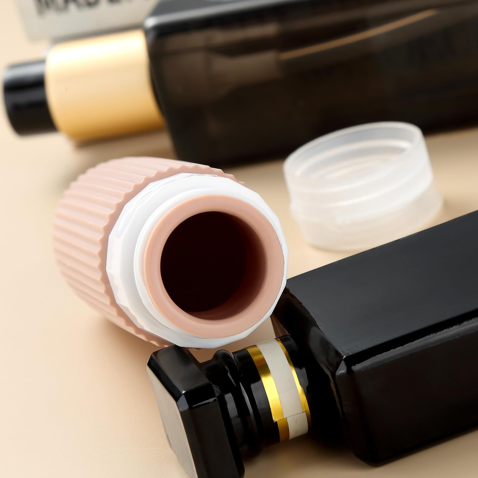 16-Piece Travel Bottle Set with Leak-Proof Silicone Squeeze Bottles – Reusable Toiletry Containers for Shampoo, Lotion, Makeup Remover (Apricot)  | Other Colors Available in Store