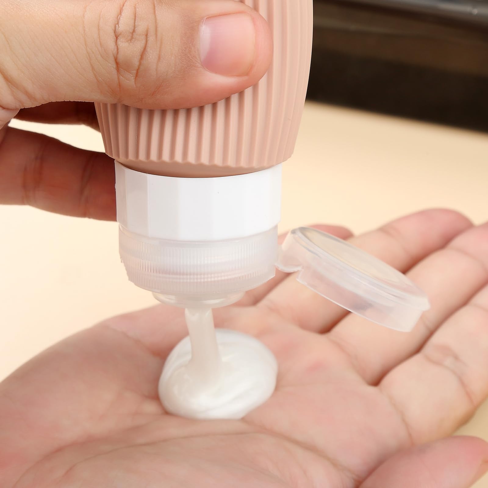 16-Piece Travel Bottle Set with Leak-Proof Silicone Squeeze Bottles – Reusable Toiletry Containers for Shampoo, Lotion, Makeup Remover (Apricot)  | Other Colors Available in Store