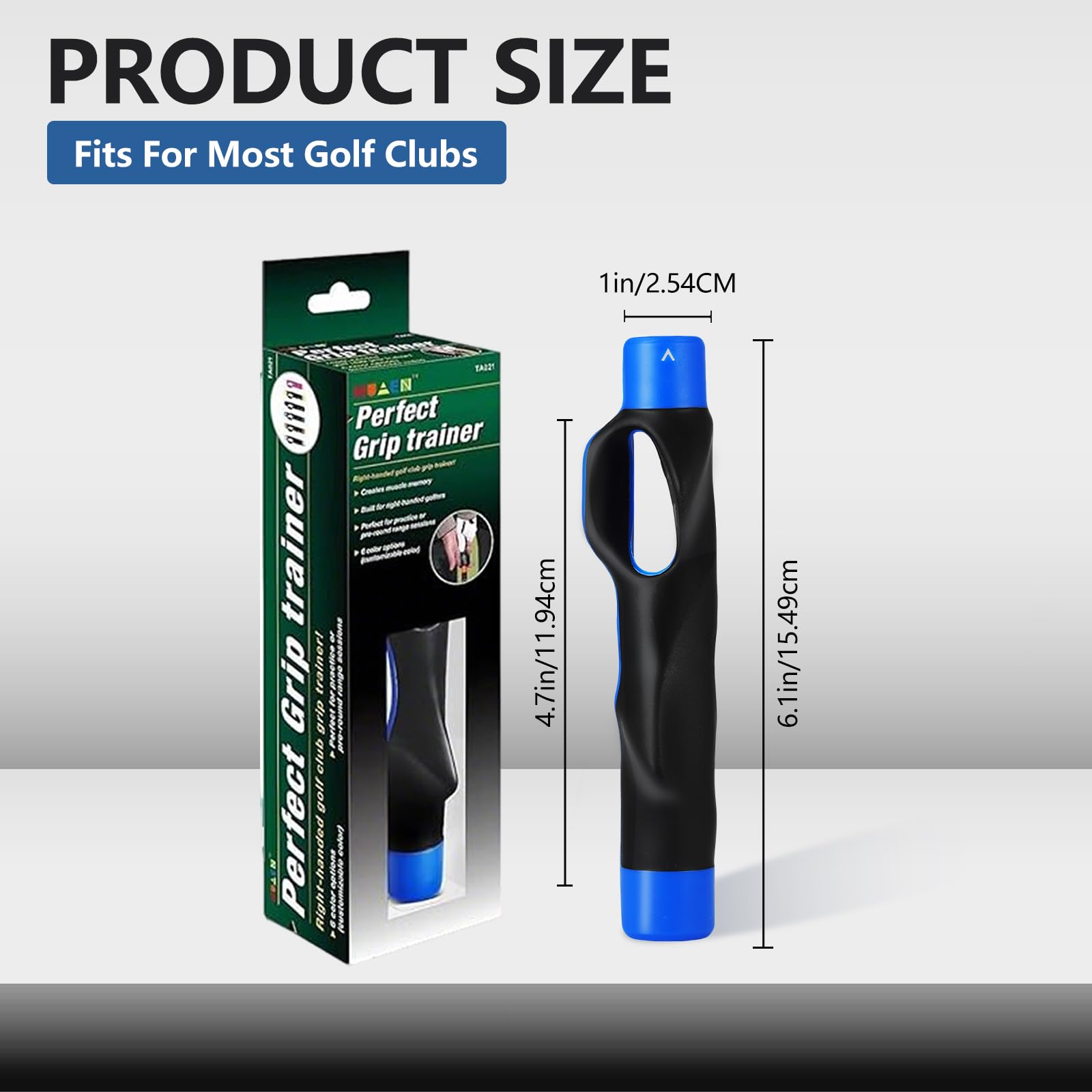 Golf Grip Trainer for Right-Handed Players – Correct Hand Position Tool with Non-Slip Rubber, Fits Most Clubs (Blue)  | Other Colors Available in Store