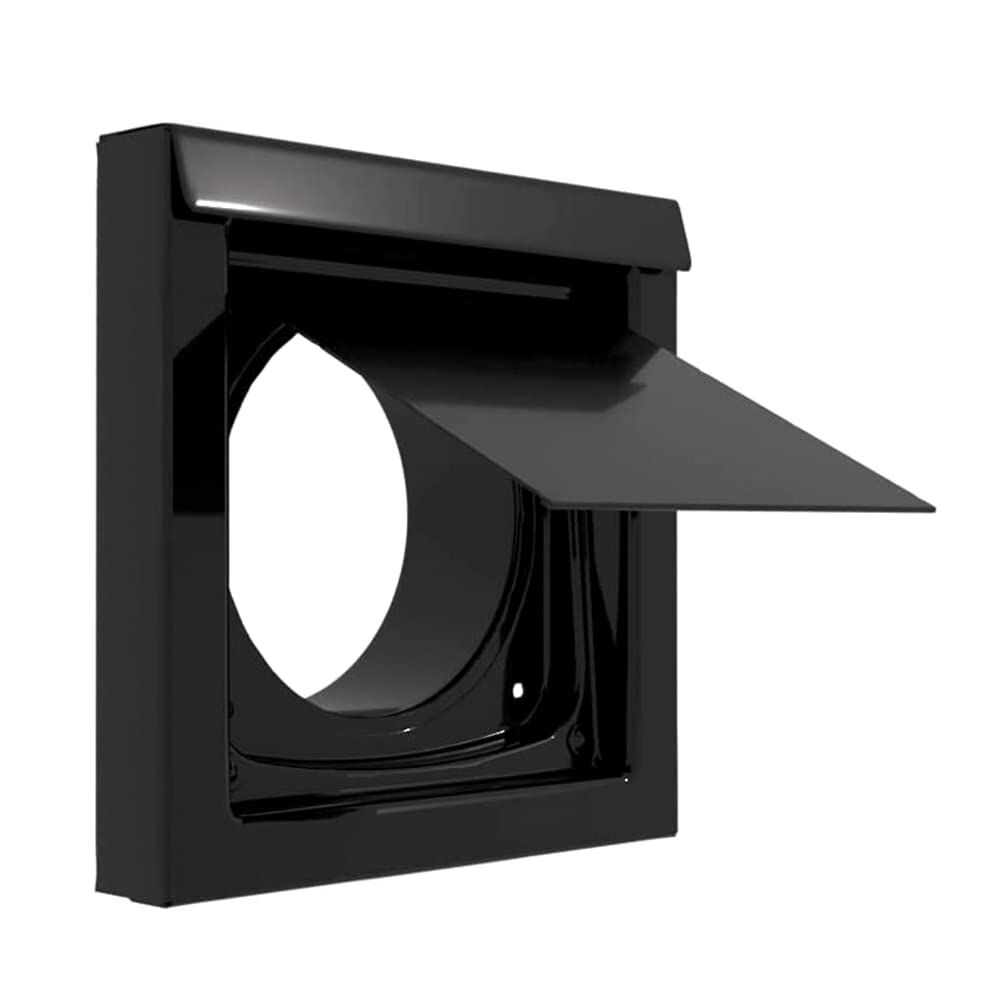 Black 4-Inch Dryer Vent Cover – Outdoor Wall Exhaust for Clothes Dryer & Bathroom Fan | Durable Galvalume Steel with Quiet Damper | Other Colours Available In-Store