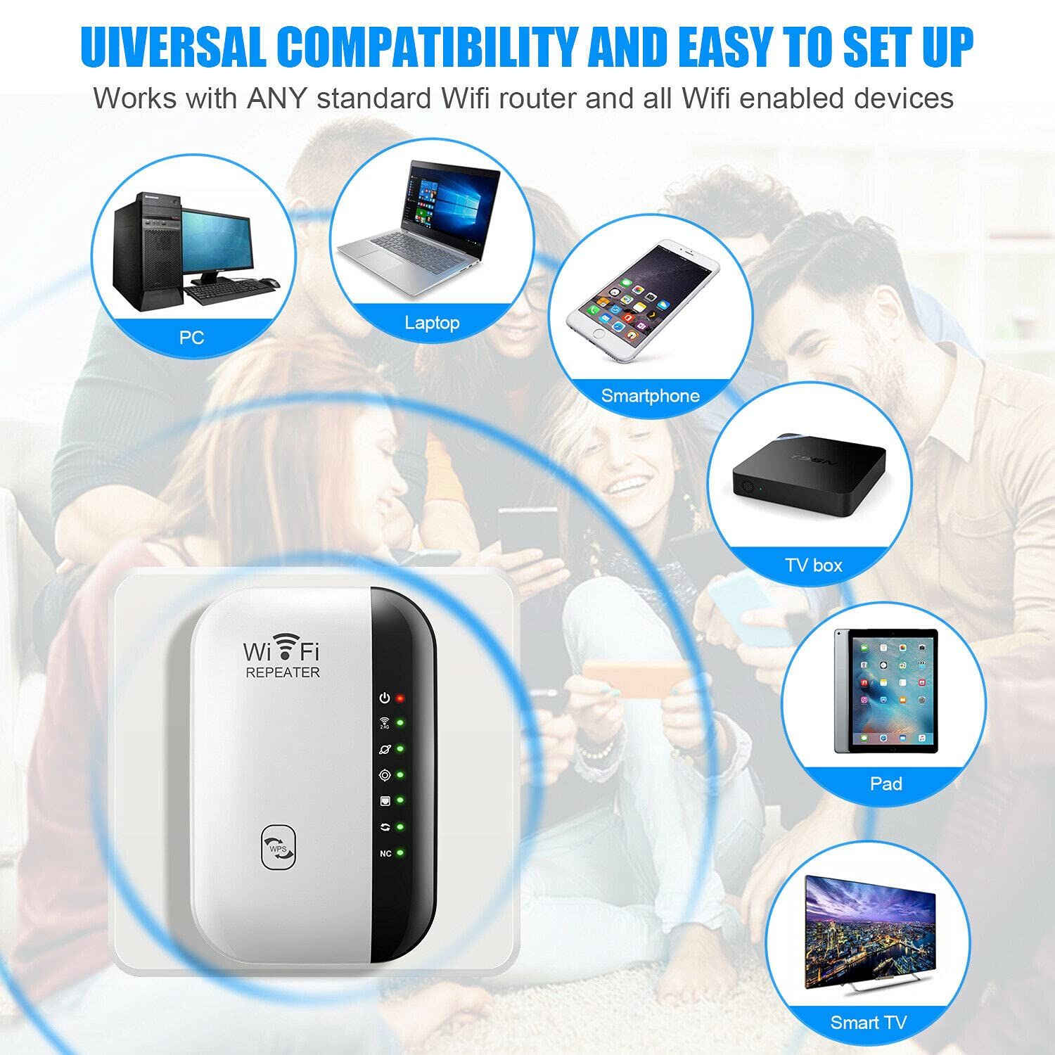 WiFi Extender, Generation WiFi Booster, Internet Booster with Ethernet Port, WiFi Range Extender, Covers Up to 5000 Sq.ft, 1-Tap Setup,Access Point,WiFi Extenders Signal Booster for Home(White)