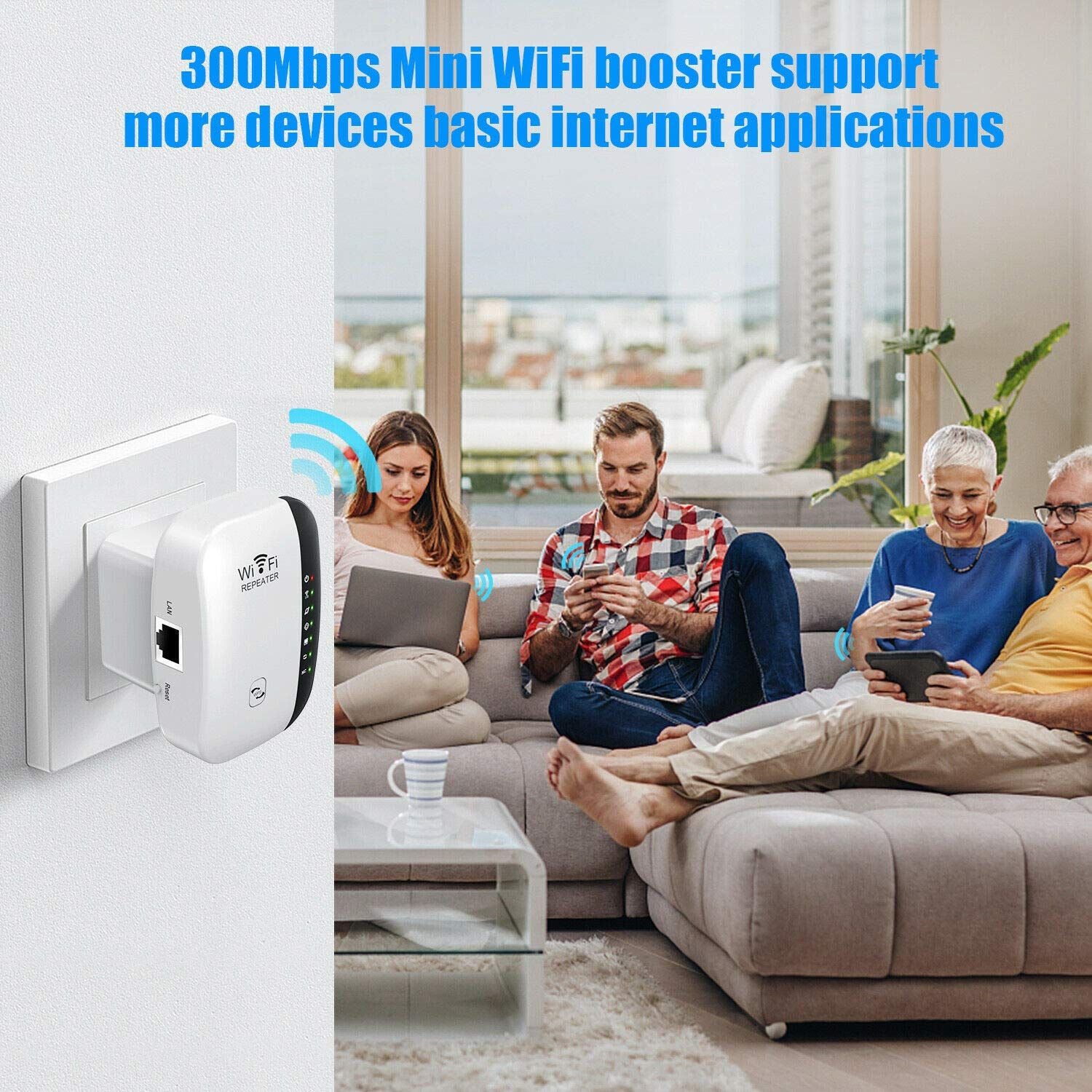 WiFi Extender, Generation WiFi Booster, Internet Booster with Ethernet Port, WiFi Range Extender, Covers Up to 5000 Sq.ft, 1-Tap Setup,Access Point,WiFi Extenders Signal Booster for Home(White)