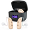 Rechargeable Behind-the-Ear Hearing Aids with Charging Case – Lightweight & Invisible Sound Amplifier for Seniors (Black Case, Skin Tone Device)